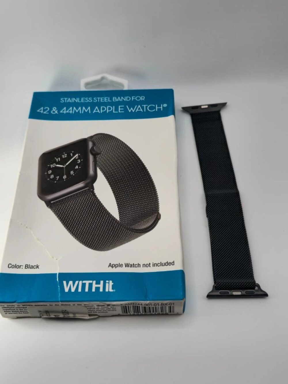 WITHit Black Stainless Steel Milanese Apple Watch Band 42/44/45mm